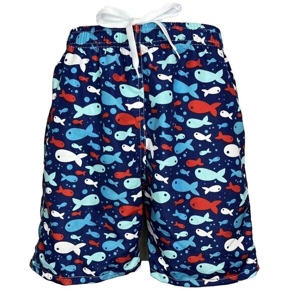 Boy's Swim Shorts, Swimming Board Trunks, Drawstring Lining, Beach, Fish, NEW - Picture 2 of 3